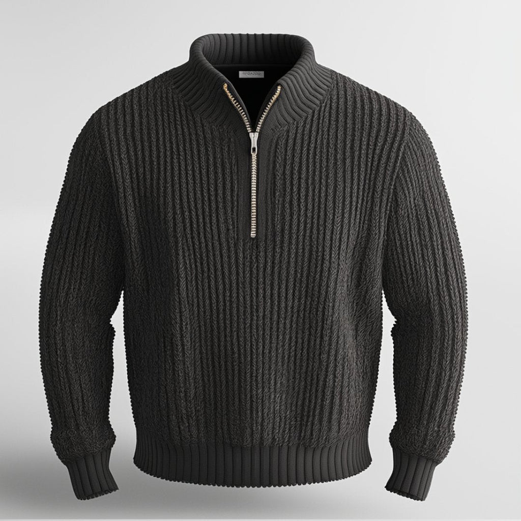 Tröja med halv dragkedja | Varm | Pullover | Stickad tröja | Jumper med halv dragkedja för män