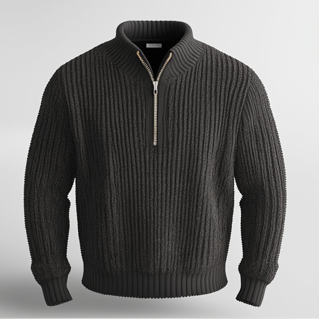Tröja med halv dragkedja | Varm | Pullover | Stickad tröja | Jumper med halv dragkedja för män
