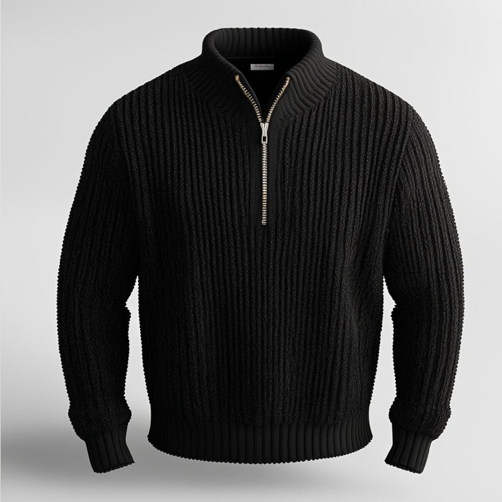 Tröja med halv dragkedja | Varm | Pullover | Stickad tröja | Jumper med halv dragkedja för män