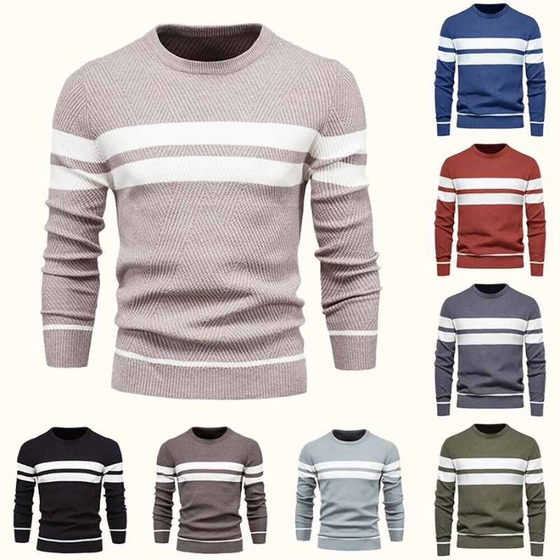 Vincent tröja | Randig stickad pullover för män