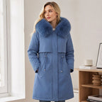 Vera | Varm vinterparka med pälshuva och midjeband