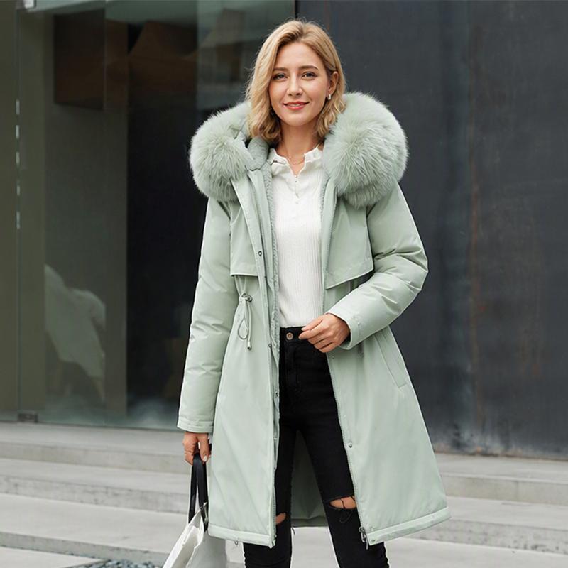 Vera | Varm vinterparka med pälshuva och midjeband