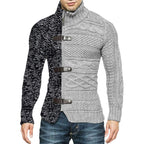 Herr Stickad Cardigan med Detaljer och Ståkrage