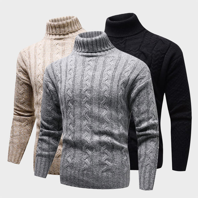 Kvinnors Kabelstickad Turtleneck Tröja