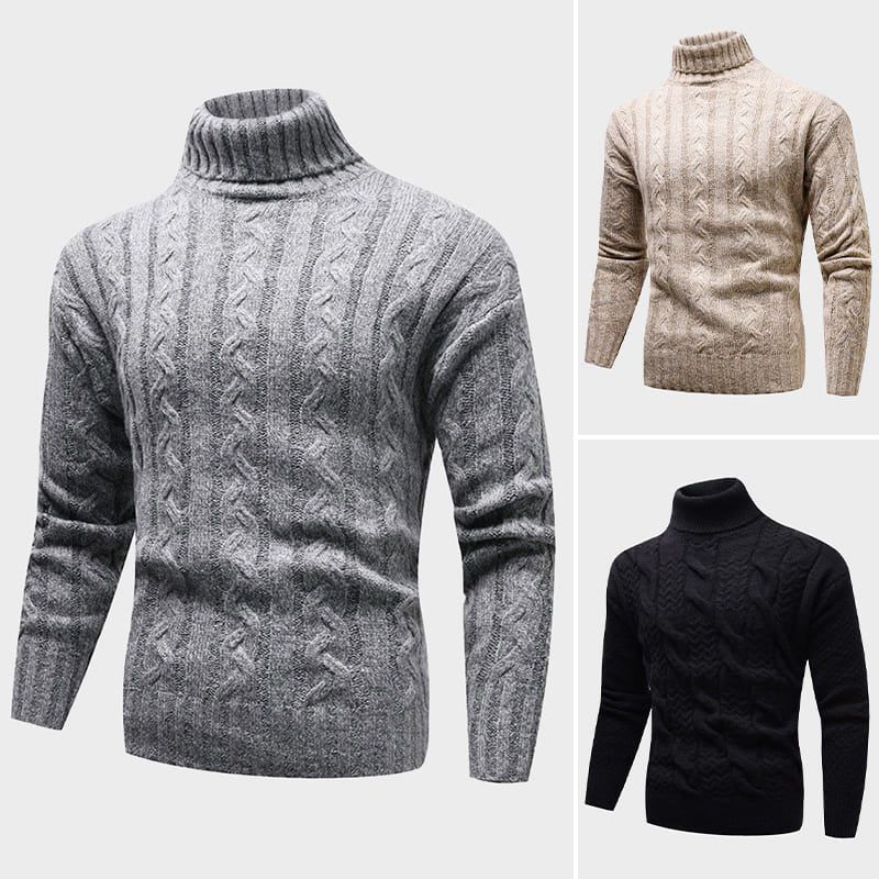 Kvinnors Kabelstickad Turtleneck Tröja