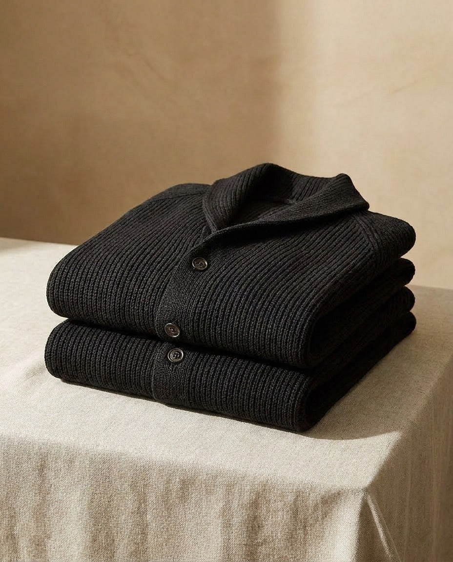 Edvin | Stickad cardigan med sjalkrage och knappar