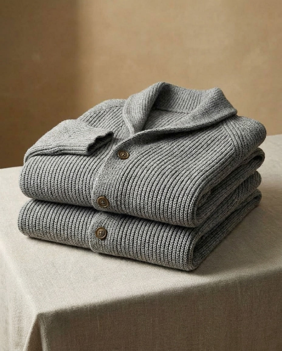Edvin | Stickad cardigan med sjalkrage och knappar