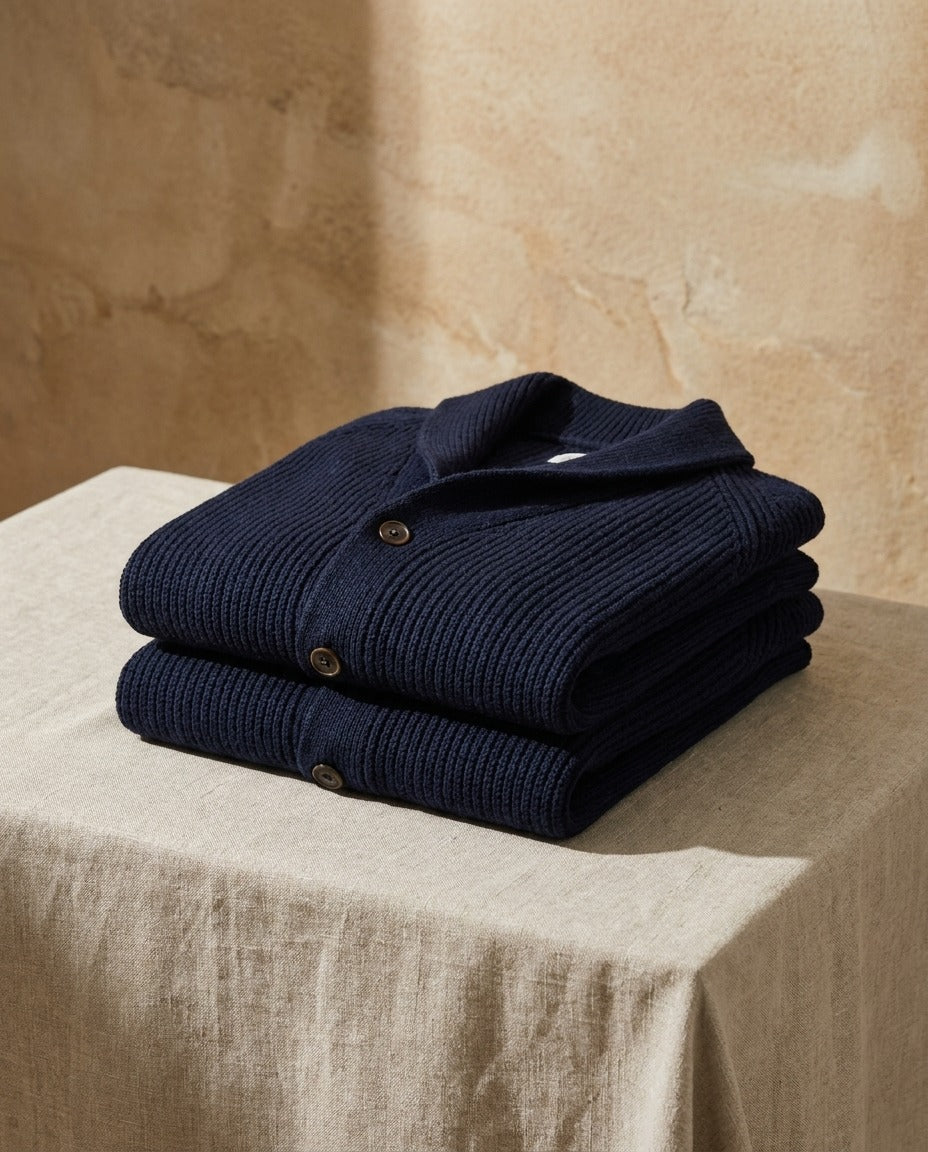 Edvin | Stickad cardigan med sjalkrage och knappar